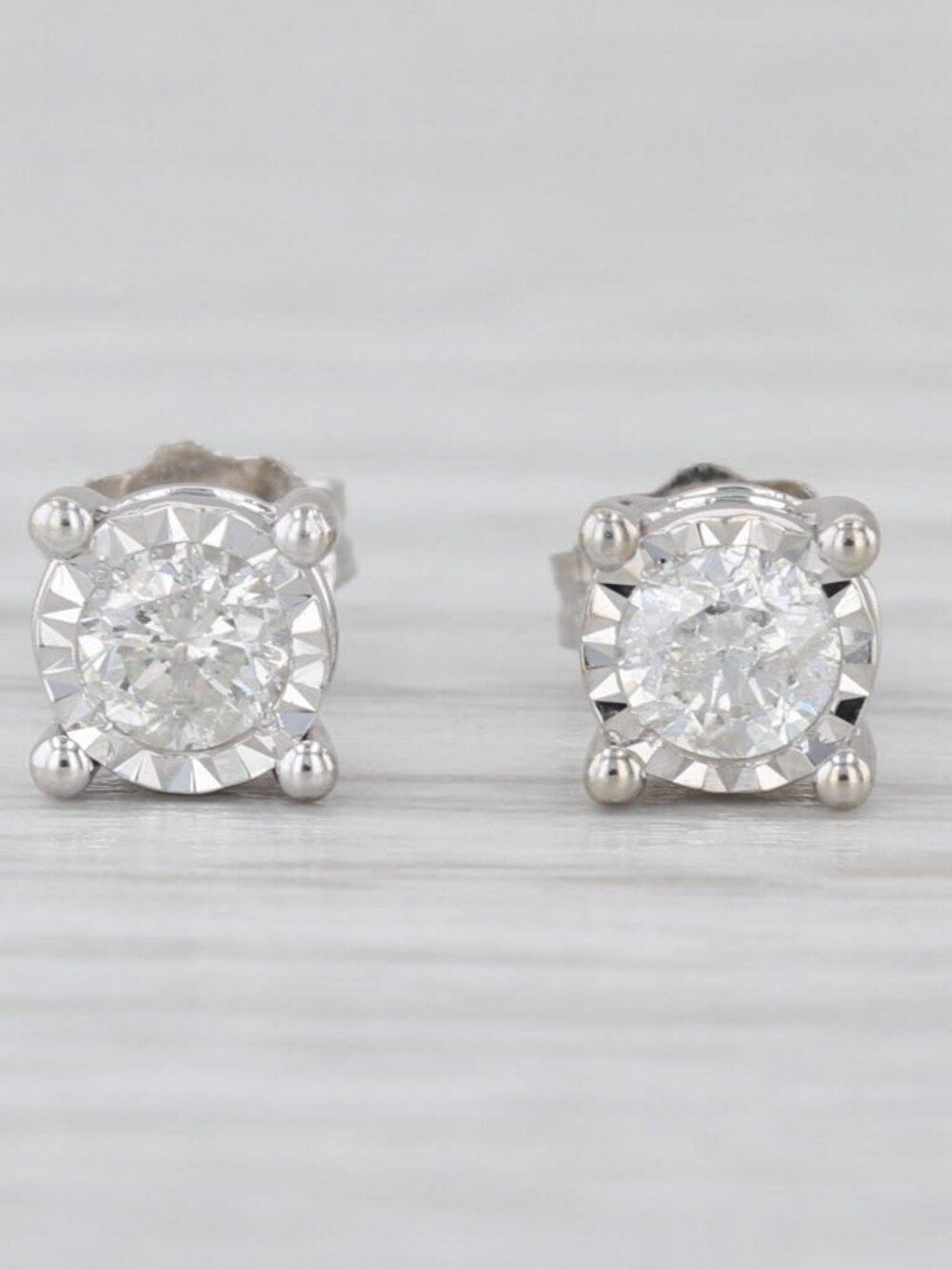 0.35ctw Round Diamond Solitaire Stud Earrings 10k White Gold Studs